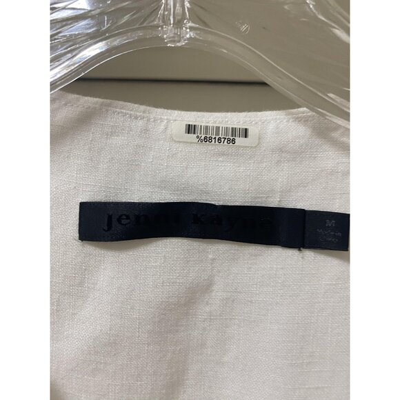 Jenni Kayne Day Dress Womens Medium White Linen Button Front Midi Short Sleeve - Picture 3 of 6